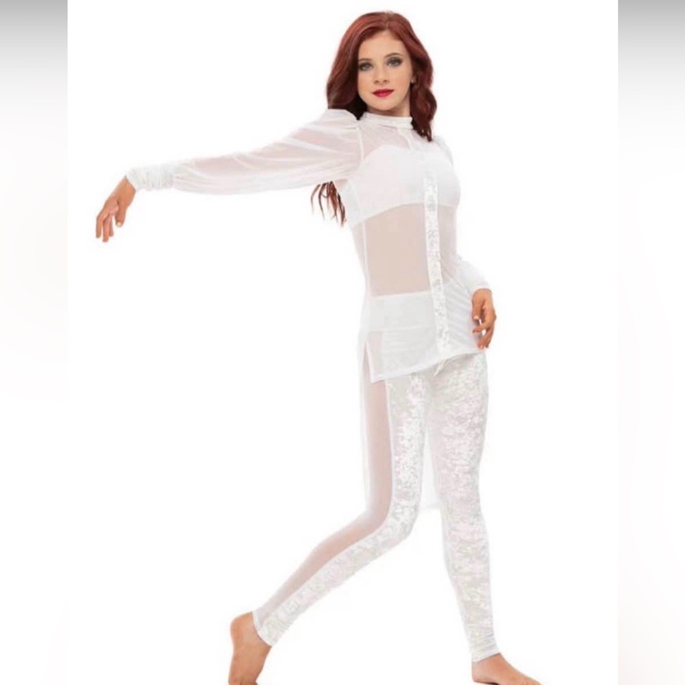 White mesh velvet costume